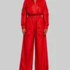Queen Latifah Red Leather Jumpsuit-Front