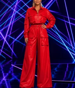 Queen Latifah Red Leather Jumpsuit-Front