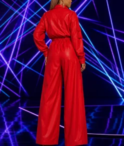 Queen Latifah Red Leather Jumpsuit-Back