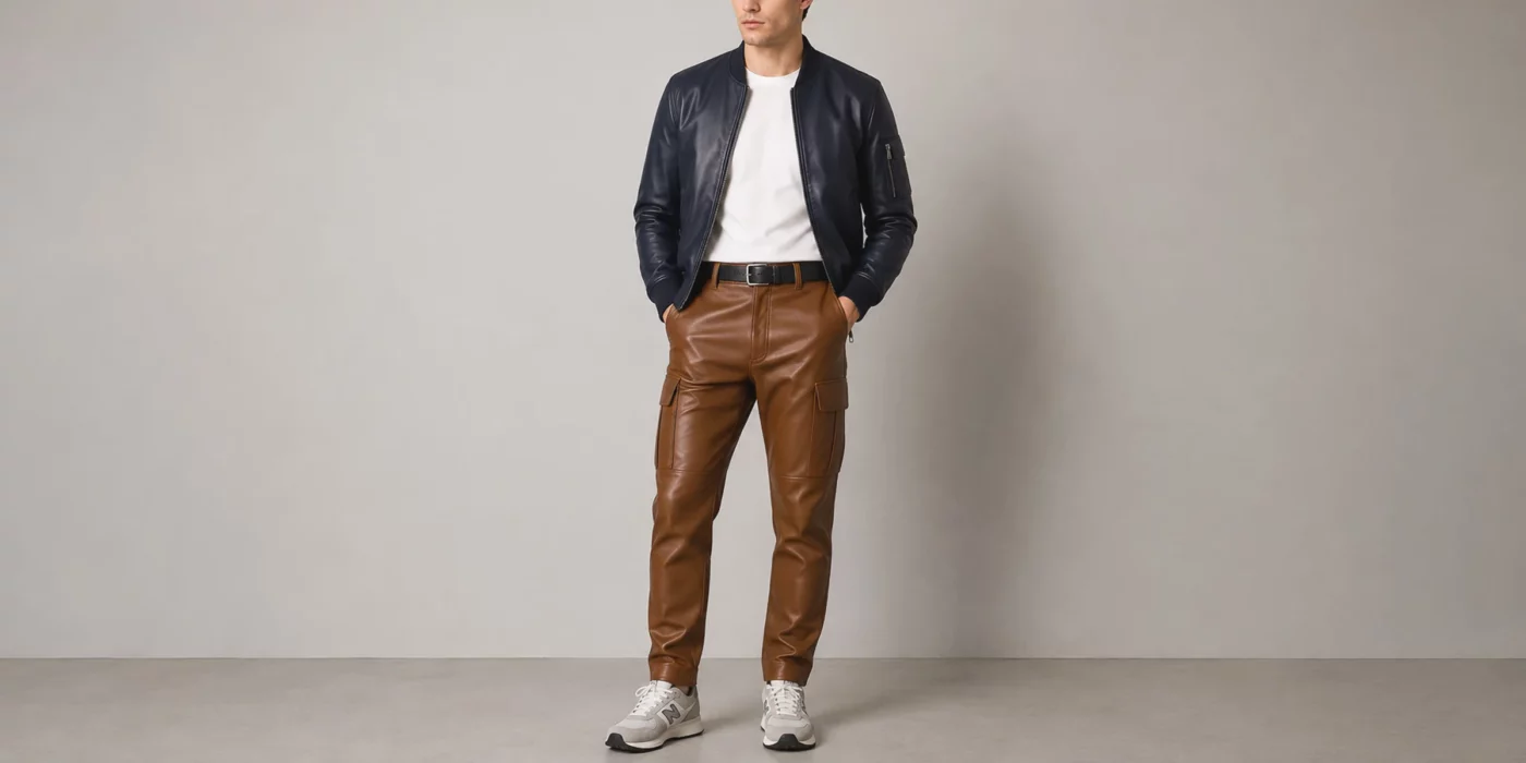 men's leather pants outfit