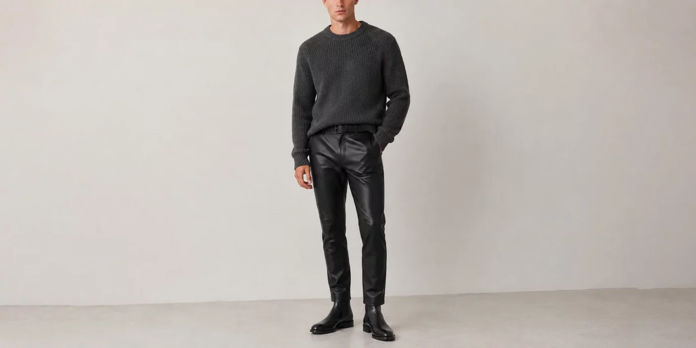 men's leather pants outfit