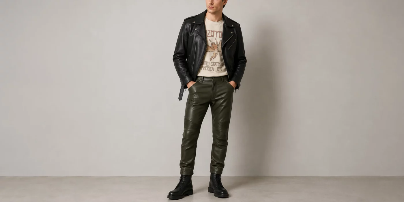 men's leather pants outfit