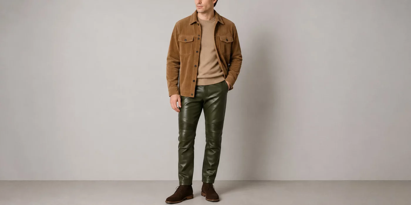 men's leather pants outfit