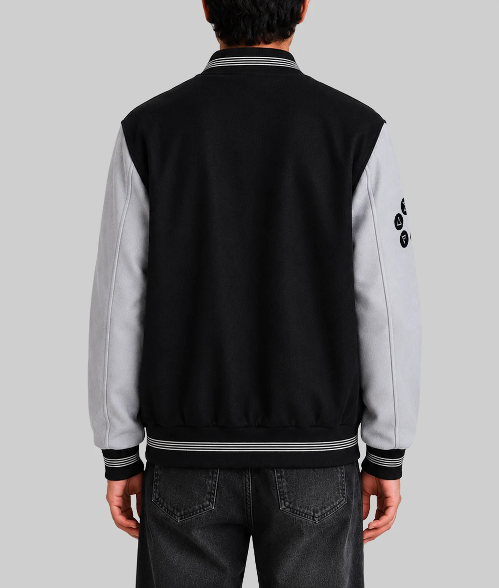 The Witcher 3 Black and Grey Varsity Jacket-Back Male