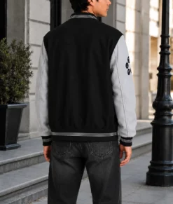 The Witcher 3 Black and Grey Varsity Jacket-Back Male