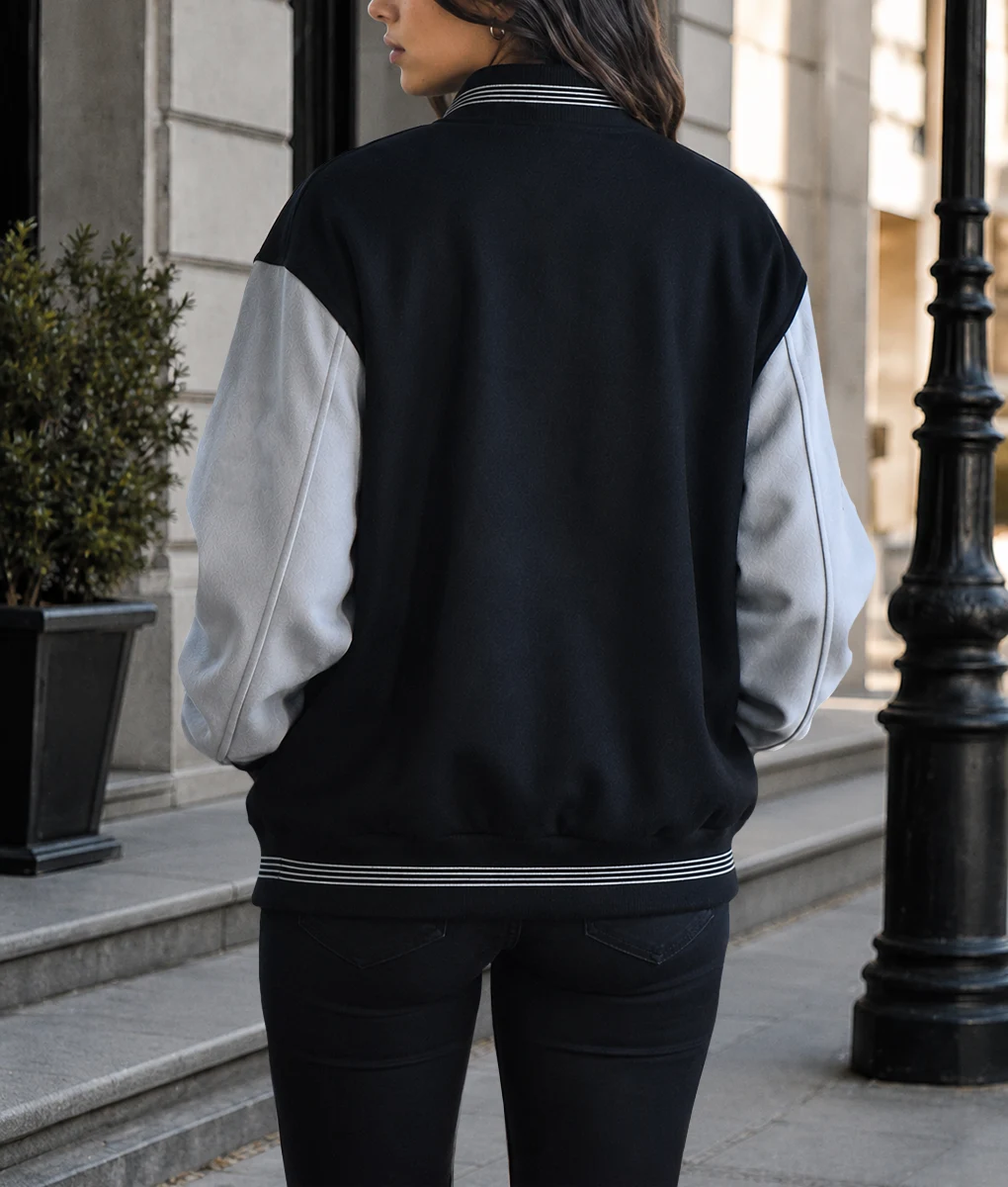 The Witcher 3 Black and Grey Varsity Jacket-Back Female
