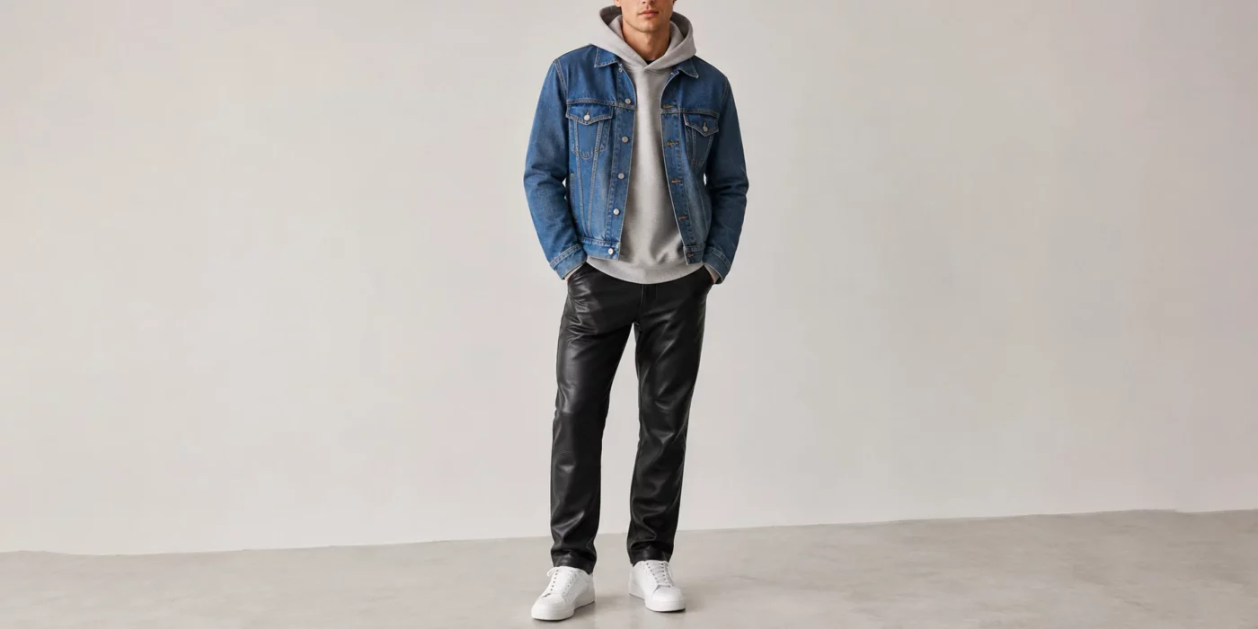 men's leather pants outfit
