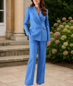 Kate Middleton Bright Blue 2 Piece Suit-Side