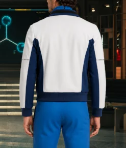 Pedro Pascal White & Blue Leather Jacket-Back