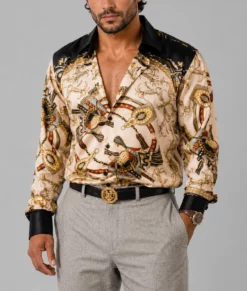 72 Hours Kevin Printed Satin Shirt-Front