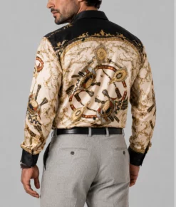 72 Hours Kevin Printed Satin Shirt-Back