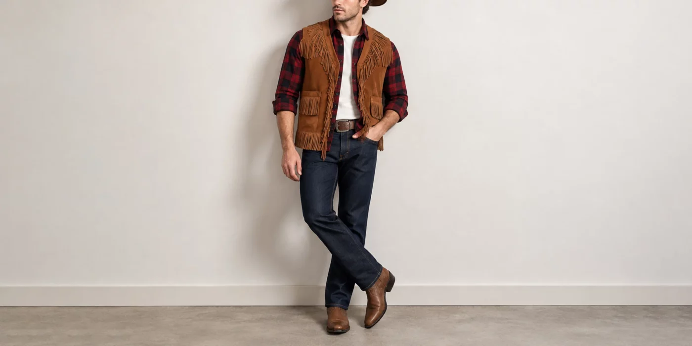men's leather vest outfit
