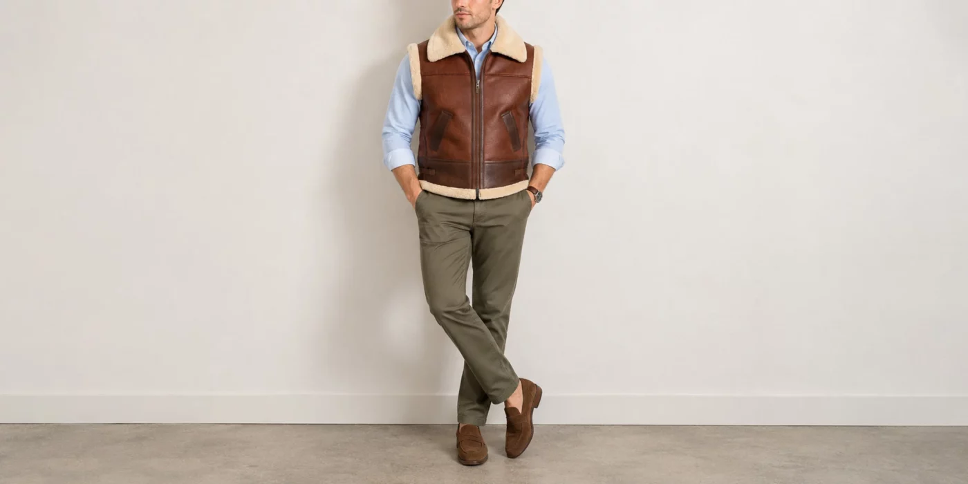 men's leather vest outfit