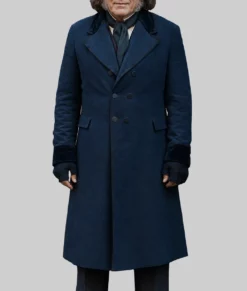 Ebenezer Johnny Depp Blue Wool Coat-Front