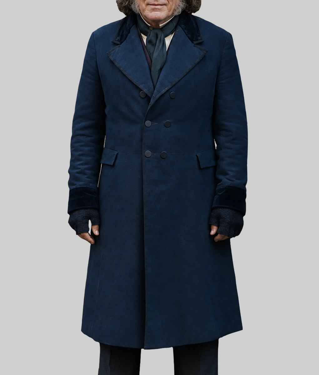 Ebenezer Johnny Depp Blue Wool Coat-Front
