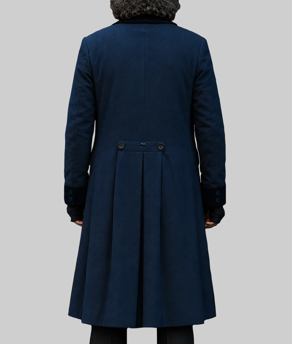 Ebenezer Johnny Depp Blue Wool Coat-Back