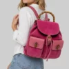 Elle Lexi Minetree Pink Suede Backpack-Model