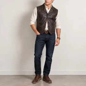 men's leather vest outfit