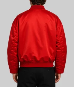 Harry Styles Red Satin Bomber Jacket-Back