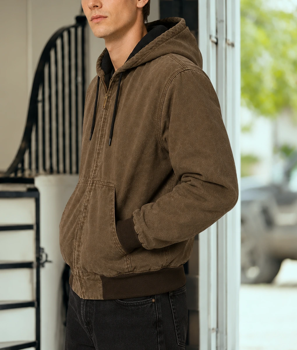 Lucky S02 Drew Starkey Brown Hooded Jacket-Side