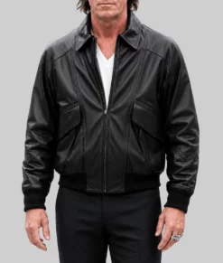 Madden Christian Bale Black Bomber Jacket-Front