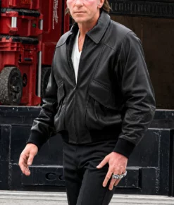 Madden Christian Bale Black Bomber Jacket-Side