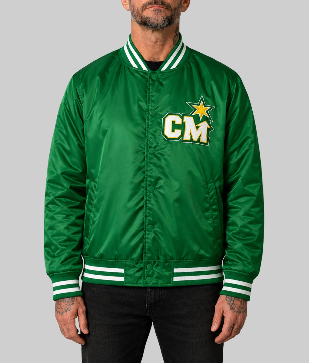 Phillip Jack Brooks Green Varsity Jacket-Front