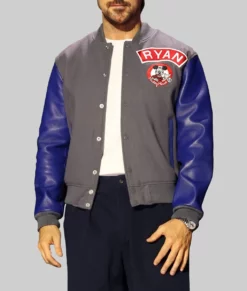 Ryan Gosling Grey & Blue Varsity Jacket-Front
