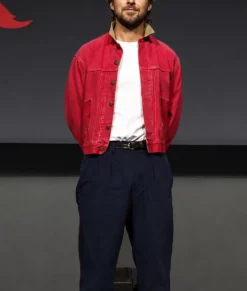 Ryan Gosling Red Denim Jacket-Front