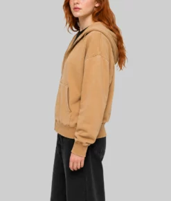 Sadie Sink Camel Brown Hoodie-Side