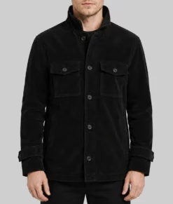 Slow Horses Jack Lowden Black Corduroy Jacket-Front