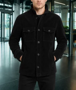 Slow Horses Jack Lowden Black Corduroy Jacket-Front
