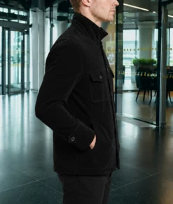 Slow Horses Jack Lowden Black Corduroy Jacket-Side