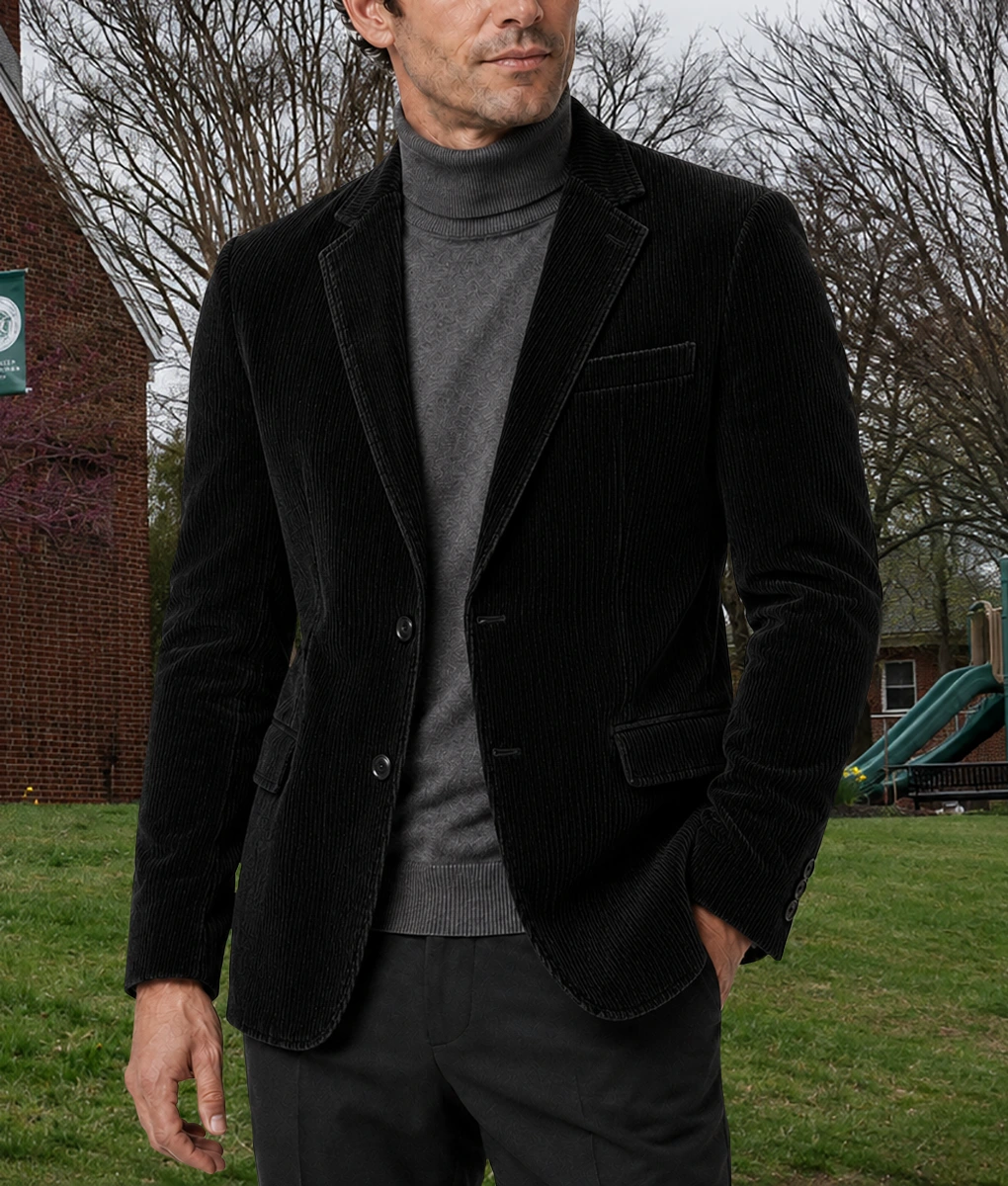 The Whisper Man Adam Scott Black Corduroy Blazer-Side