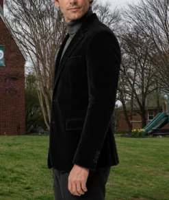 The Whisper Man Adam Scott Black Corduroy Blazer-Side