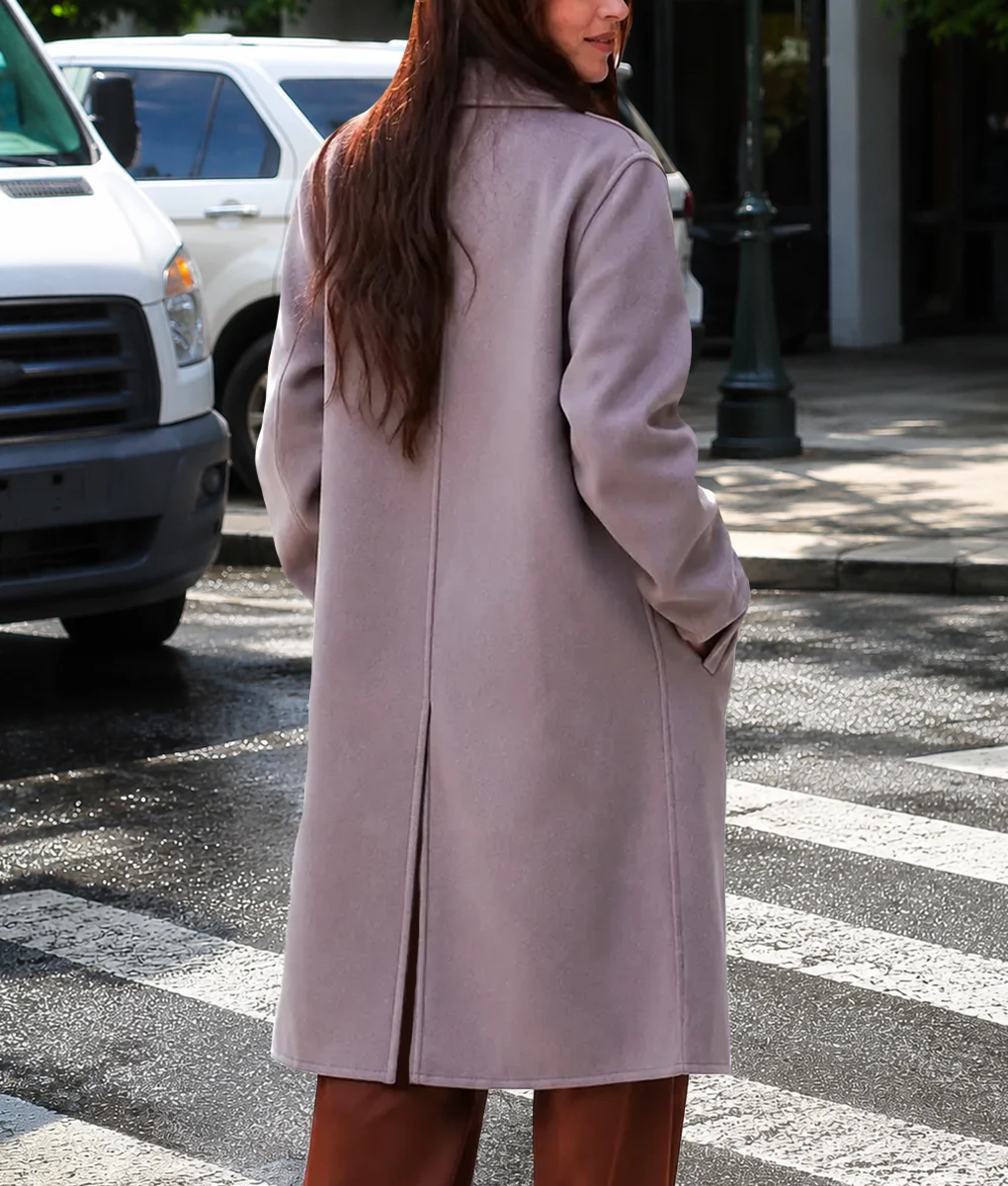Verity Dakota Johnson Grey Wool Coat-Back