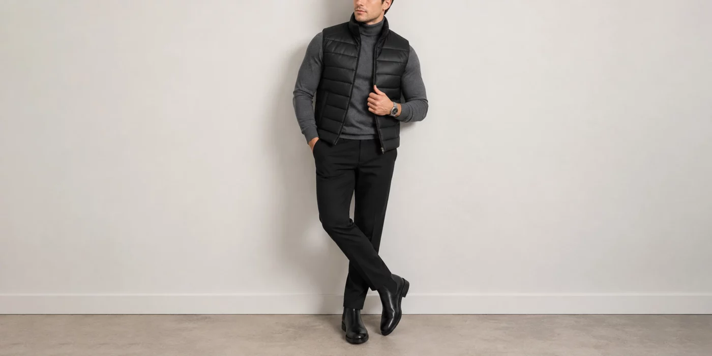 men's leather vest outfit