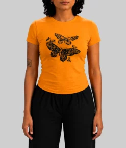 Adults S02 Amita Rao Butterfly Orange T-Shirt-Front