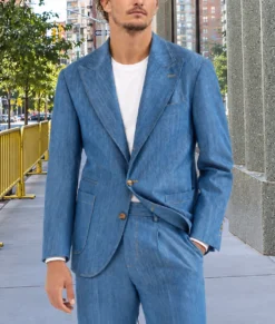 Alexander Zverev Blue Denim Blazer-Front