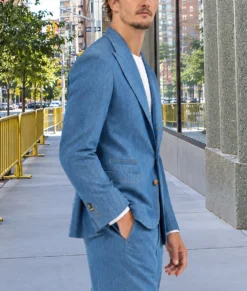 Alexander Zverev Blue Denim Blazer-Side