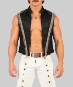 Benson Black Leather Vest-Front