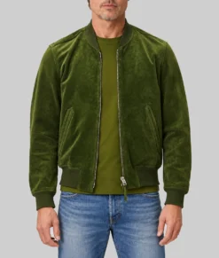Brad Pitt Green Suede Jacket-Front