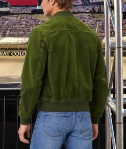 Brad Pitt Green Suede Jacket-Back