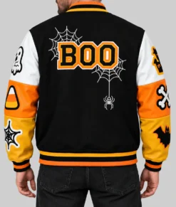 Halloween Spooky Boo Varsity Jacket-Back