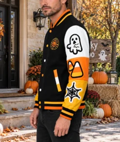 Halloween Spooky Boo Varsity Jacket-Side
