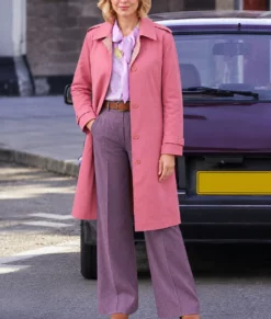 Harry Potter 2026 Bel Powley Pink Cotton Coat-Front