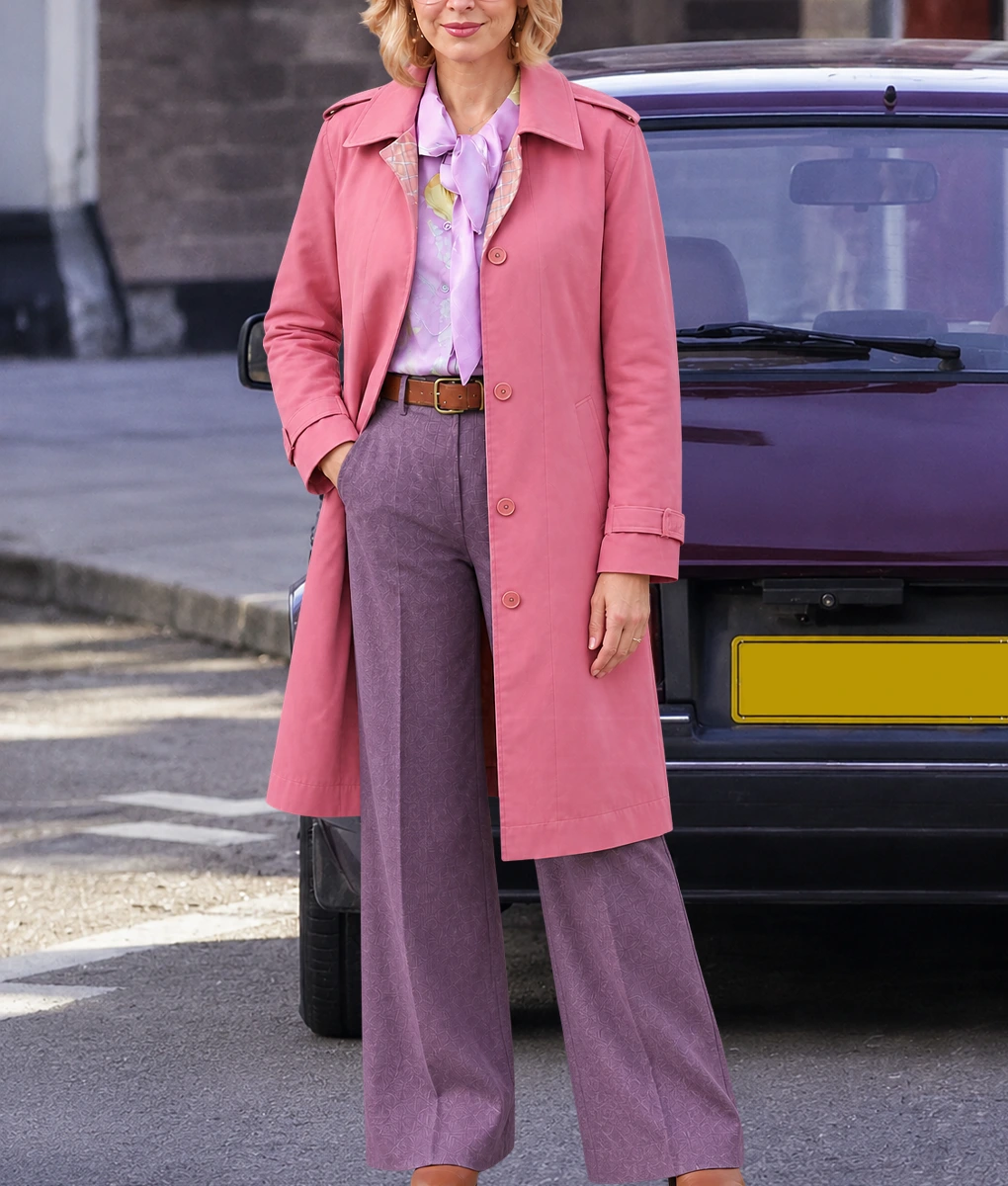 Harry Potter 2026 Bel Powley Pink Cotton Coat-Front
