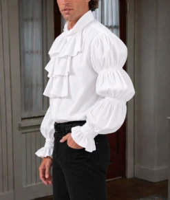 Jerry Seinfeld White Ruffled Shirt-Side