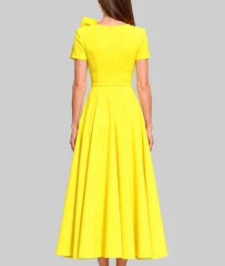 Kate Middleton Yellow Midi Dress-Back
