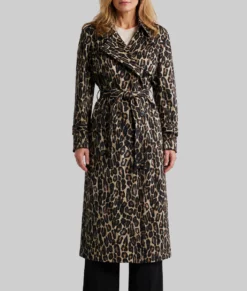 Laenne S02 Kristen Johnston Leopard Print Trench Coat-Front